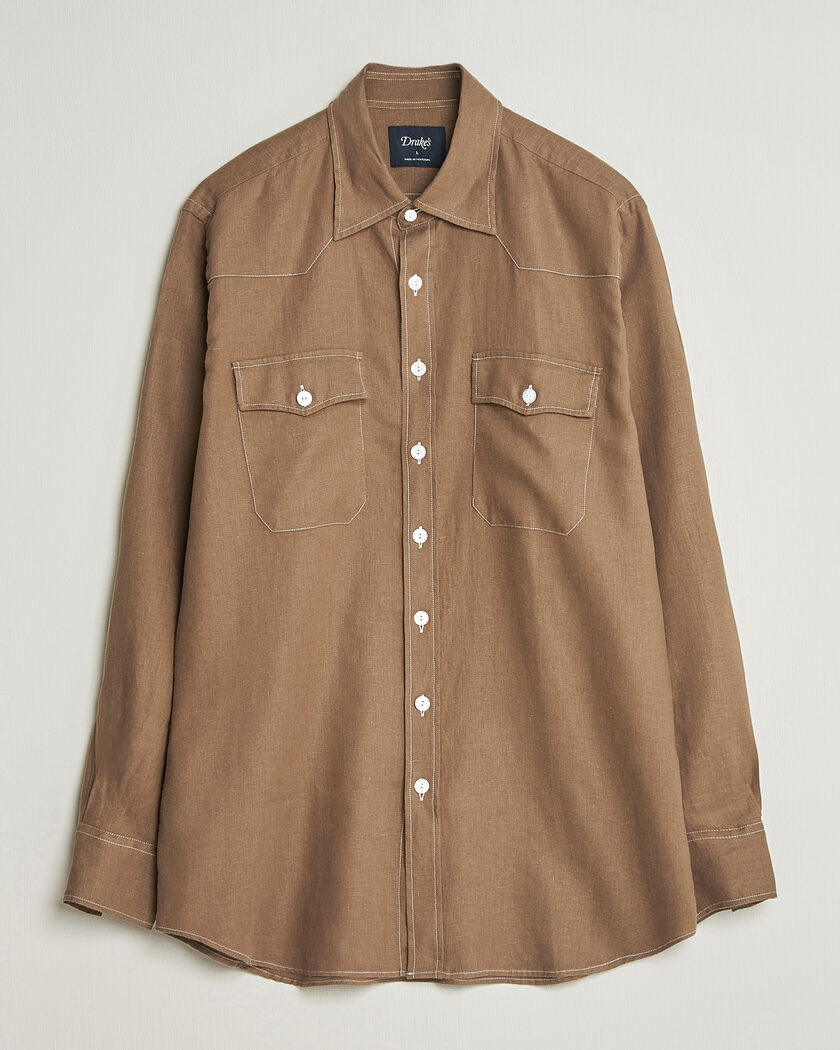 Lardini Klop Linen Shirt Off White at CareOfCarl.com