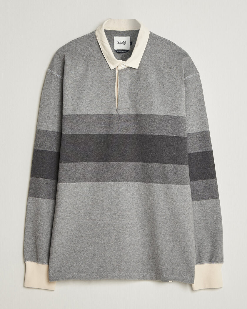 Drake's Melange Stripe Rugby Grey – Grey