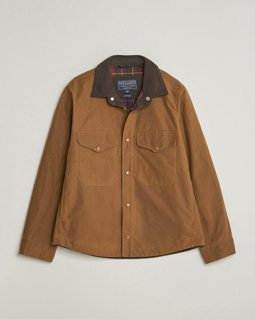Herno Washed Cotton/Linen Shirt Jacket Army Green at CareOfCarl.com