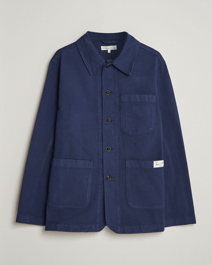 C.P. Company Broken Linen/Cotton Garment Dyed Overshirt Navy at