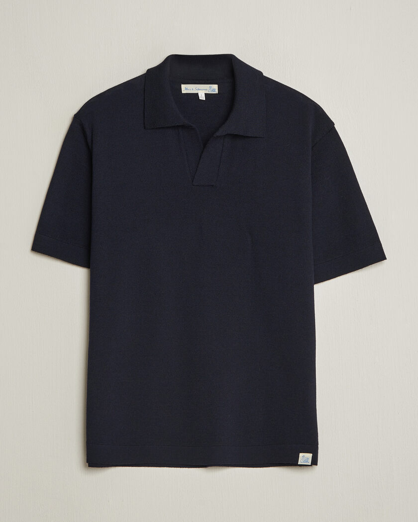 NN07 Paul Structured Knitted Polo Navy Blue at CareOfCarl.com