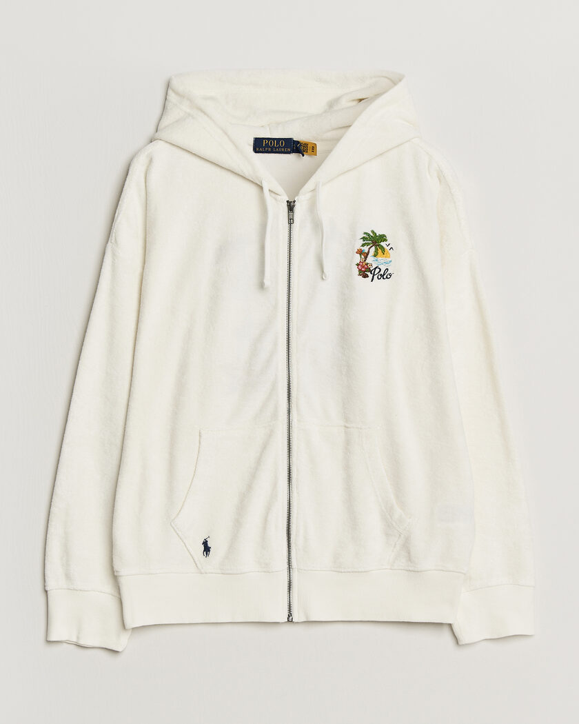Polo Ralph Lauren Cotton Terry Printed Full-Zip Hoodie Nevis – White
