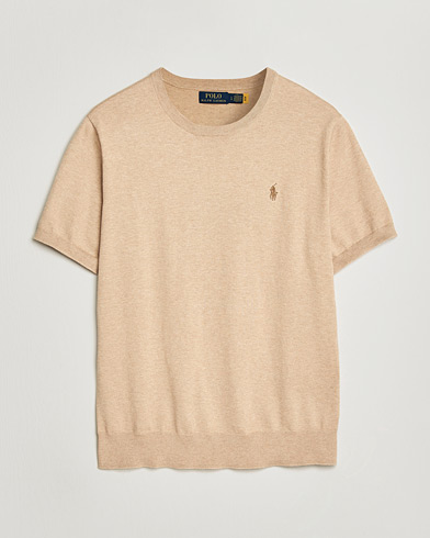  Polo Ralph Lauren Knitted Short Sleeve T-Shirt Camel Melange – Beige