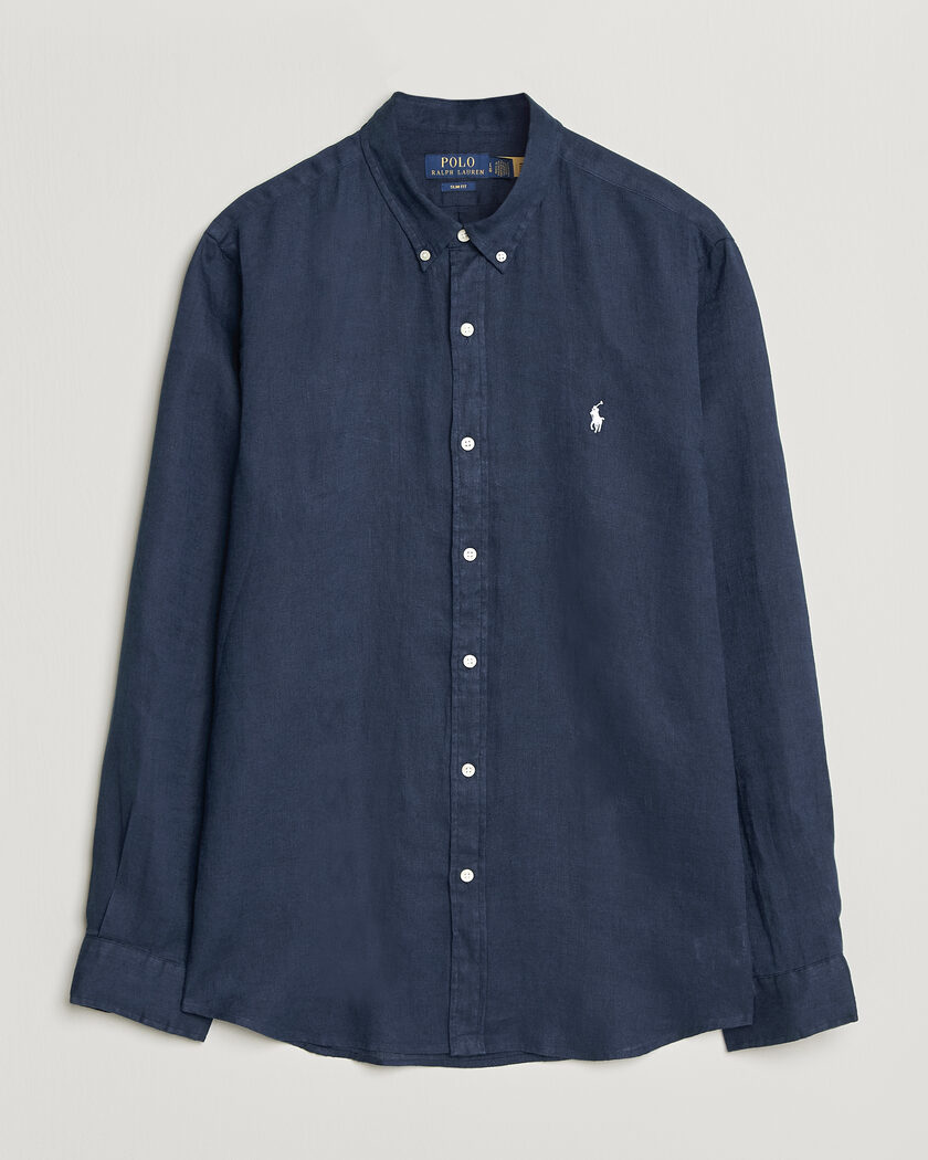 Finamore Napoli Gaeta Linen Shirt Navy at CareOfCarl.com