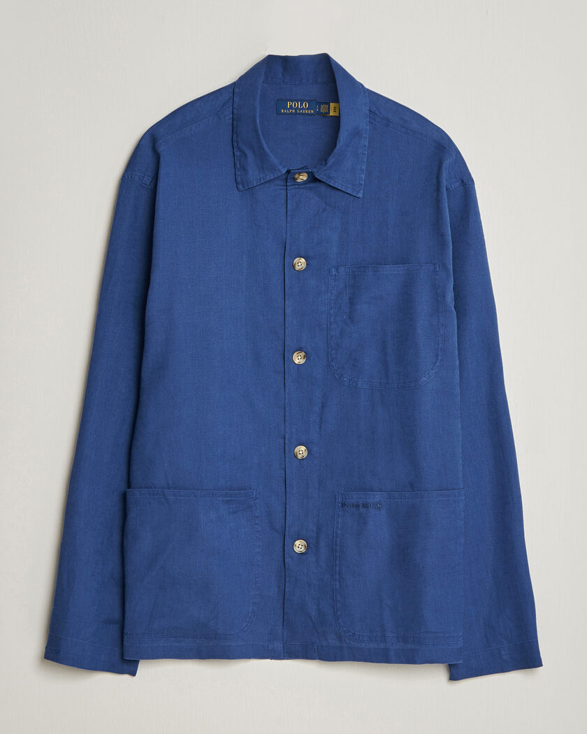 J.Lindeberg Jason Zip Linen Shirt Jacket Navy at CareOfCarl.com