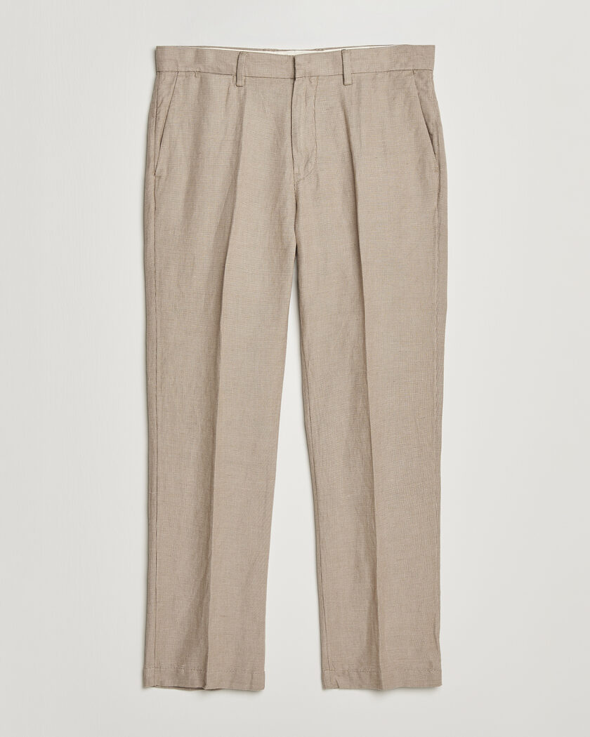 Brunello Cucinelli Pleated Houndstooth Trousers Light Grey at