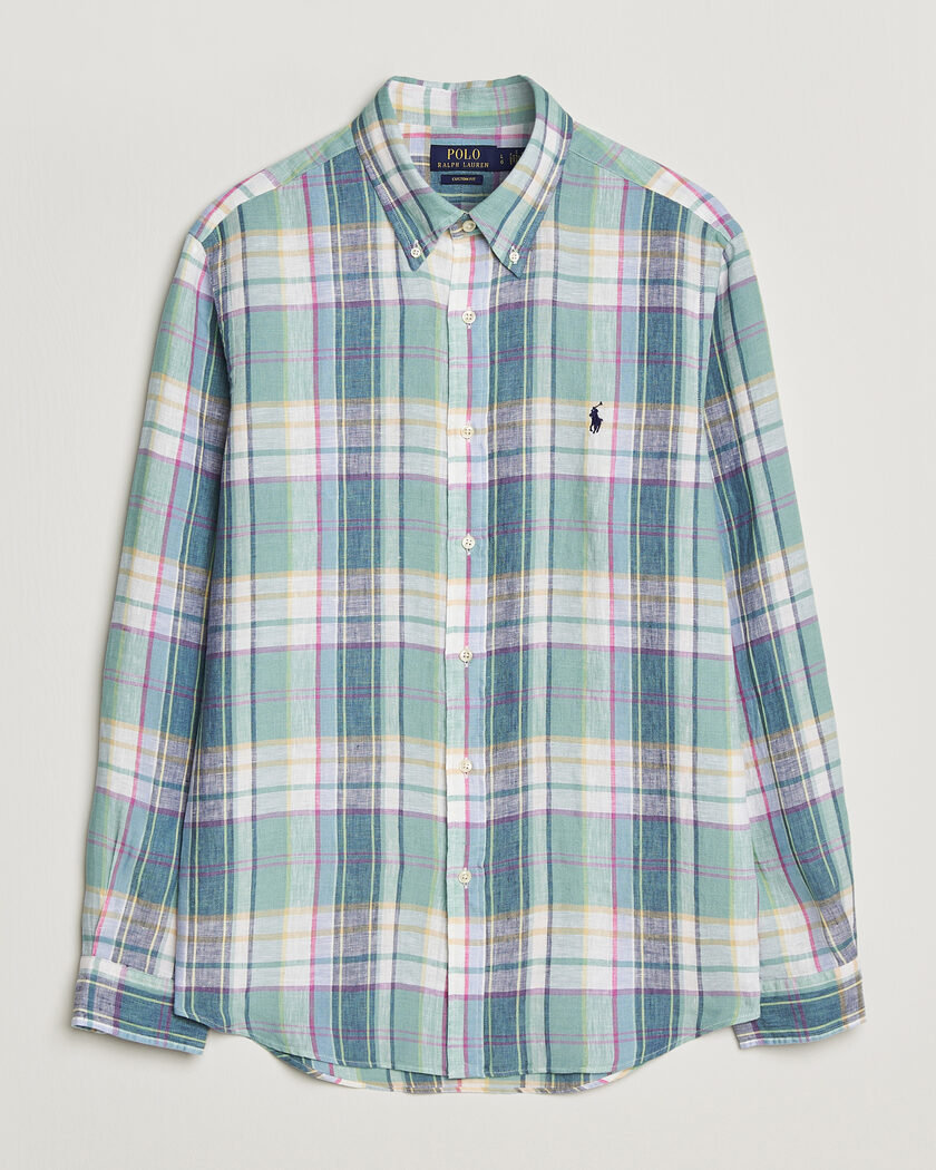 Polo Ralph Lauren Custom Fit Check Linen Shirt Green/Blue/White – Multi-colour