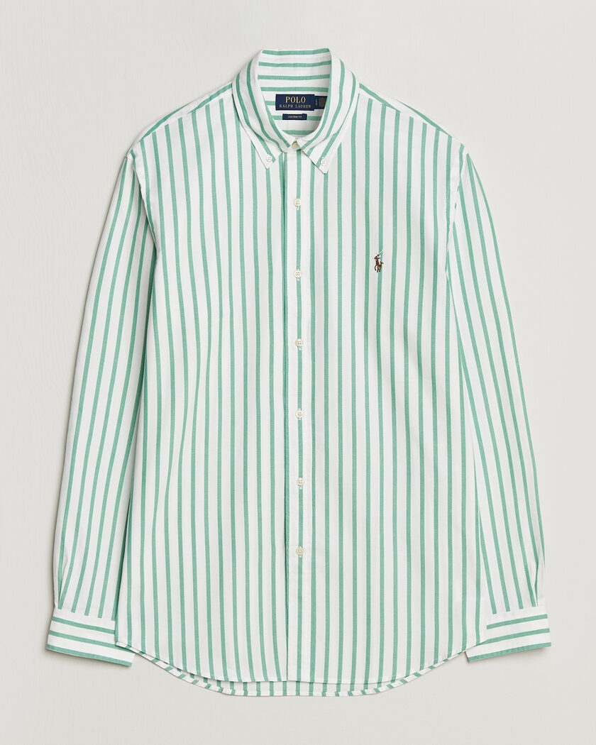 Finamore Napoli Tokyo Slim Oxford Button Down Shirt Green Check at
