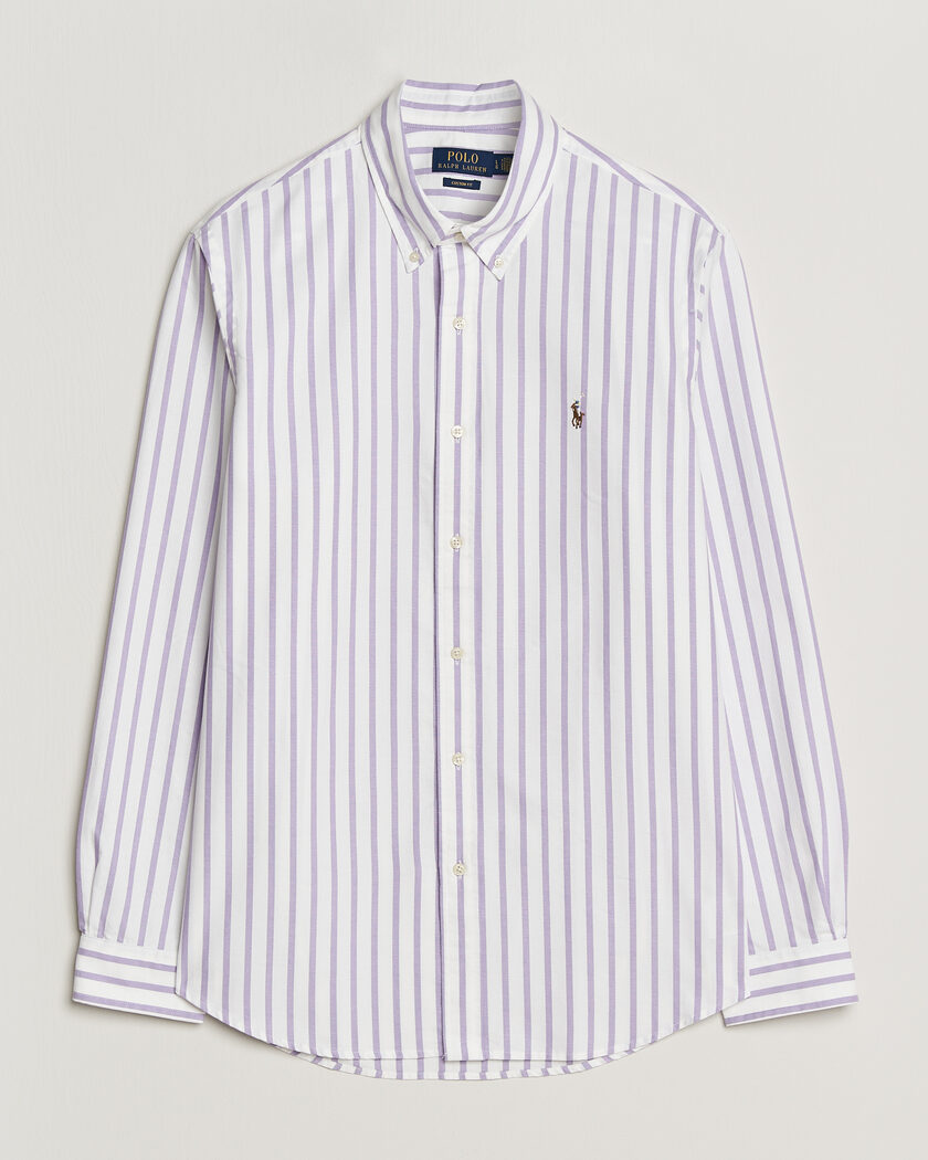 Polo Ralph Lauren Custom Fit Striped Oxford Shirt Purple – Purple