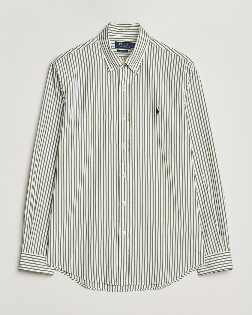Polo Ralph Lauren Custom Fit Poplin Striped Shirt Garden Trail – Green