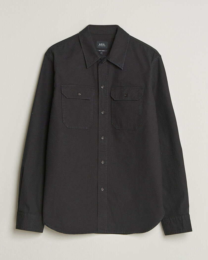 A.P.C. Safari Cotton/Linen Overshirt Faded Black – Black