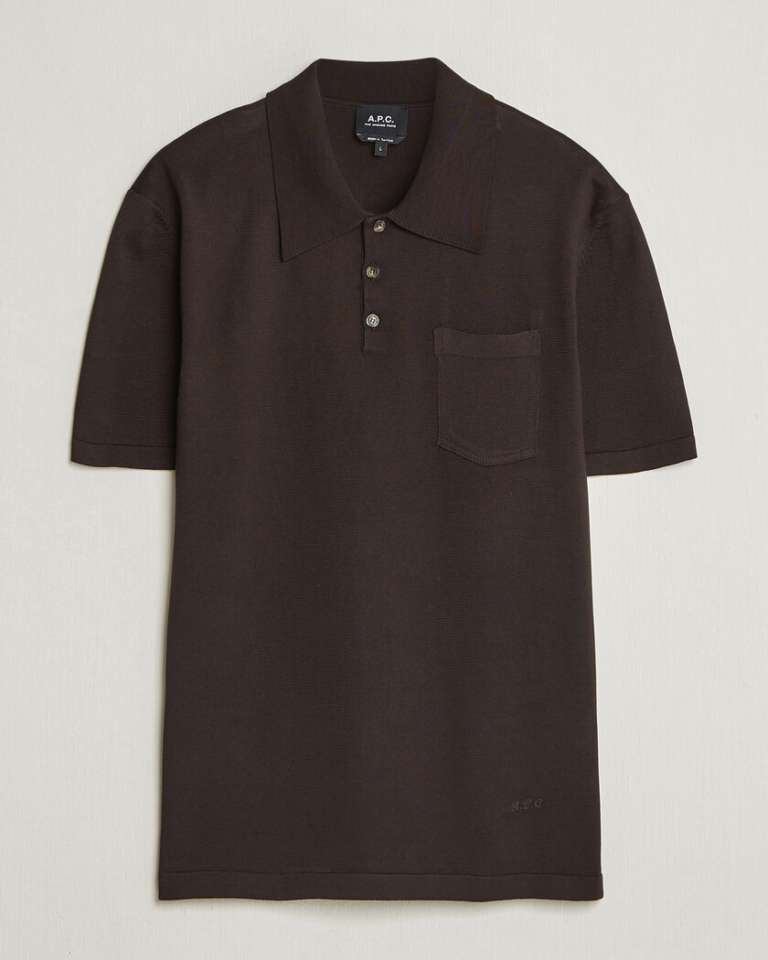 A.P.C. Colin Knitted Polo Brown – Brown