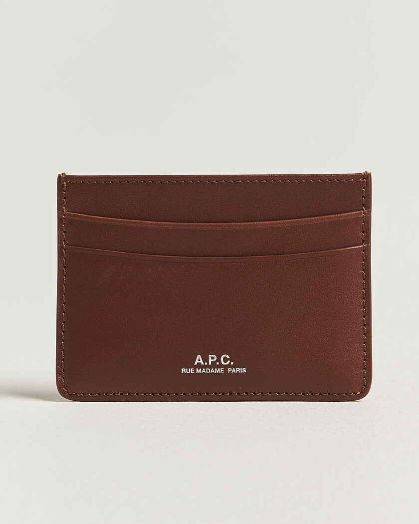 A.P.C. Calf Leather Card Holder Hazelnut – Brown