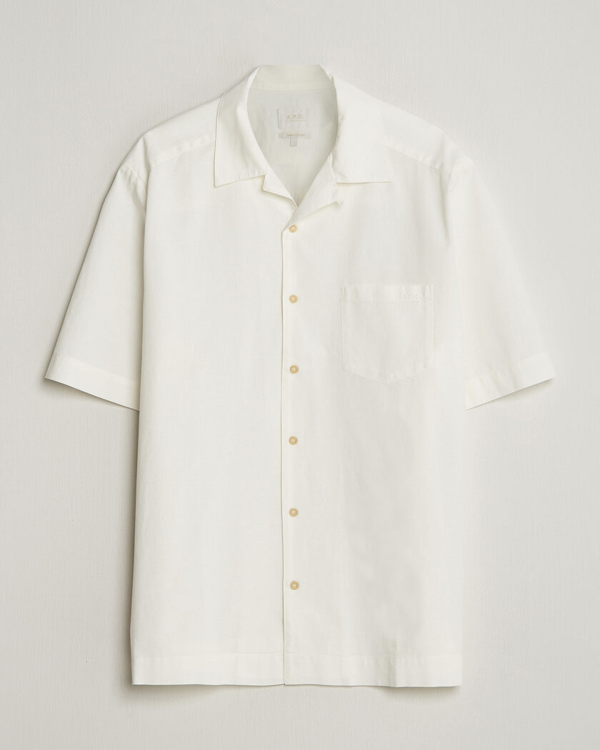 A.P.C. Jude Cotton/Linen Short Sleeve Shirt White – White