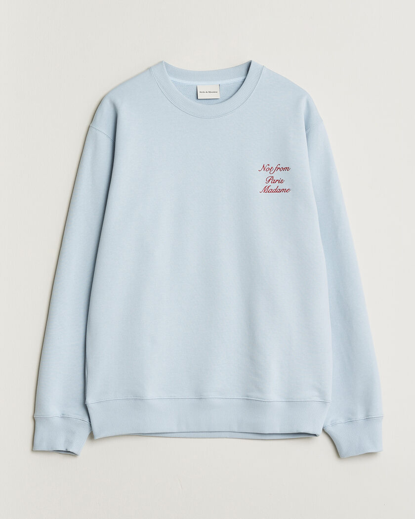 Drôle de Monsieur Slogan Cursive Sweatshirt Light Blue – Blue