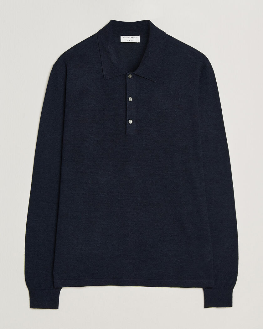 Stone Island Micro Stitch Knitted Cotton Polo Navy at CareOfCarl.com