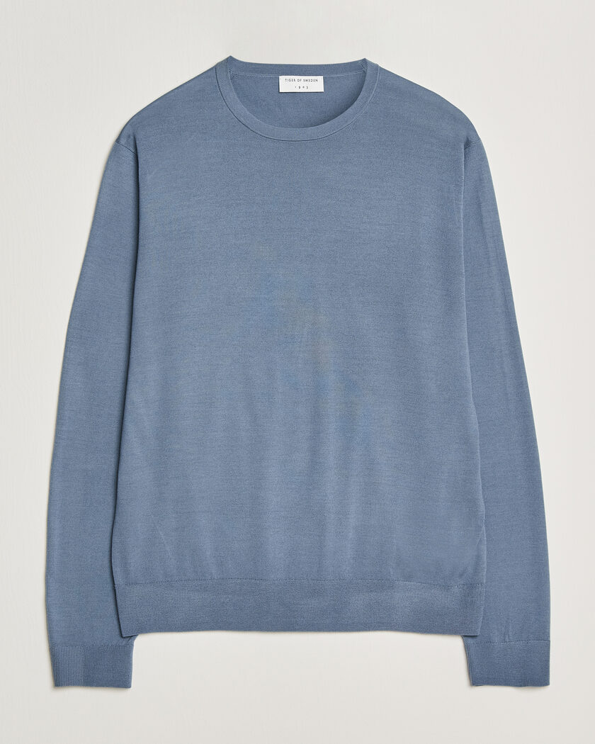 Tiger of Sweden Connor Merino Knitted Crew Neck Dull Blue – Blue