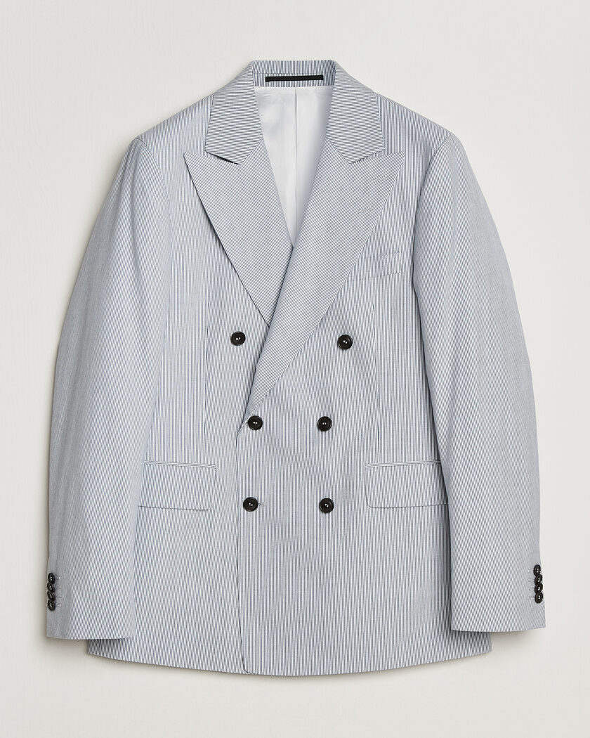 BEAMS PLUS Seersucker Blazer Navy at CareOfCarl.com