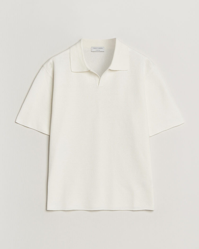 Tiger of Sweden Maelon Cotton/Linen Knitted Polo Pure White – White