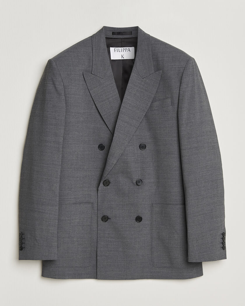 Brunello Cucinelli Single Breasted Check Blazer Pearl Grey at