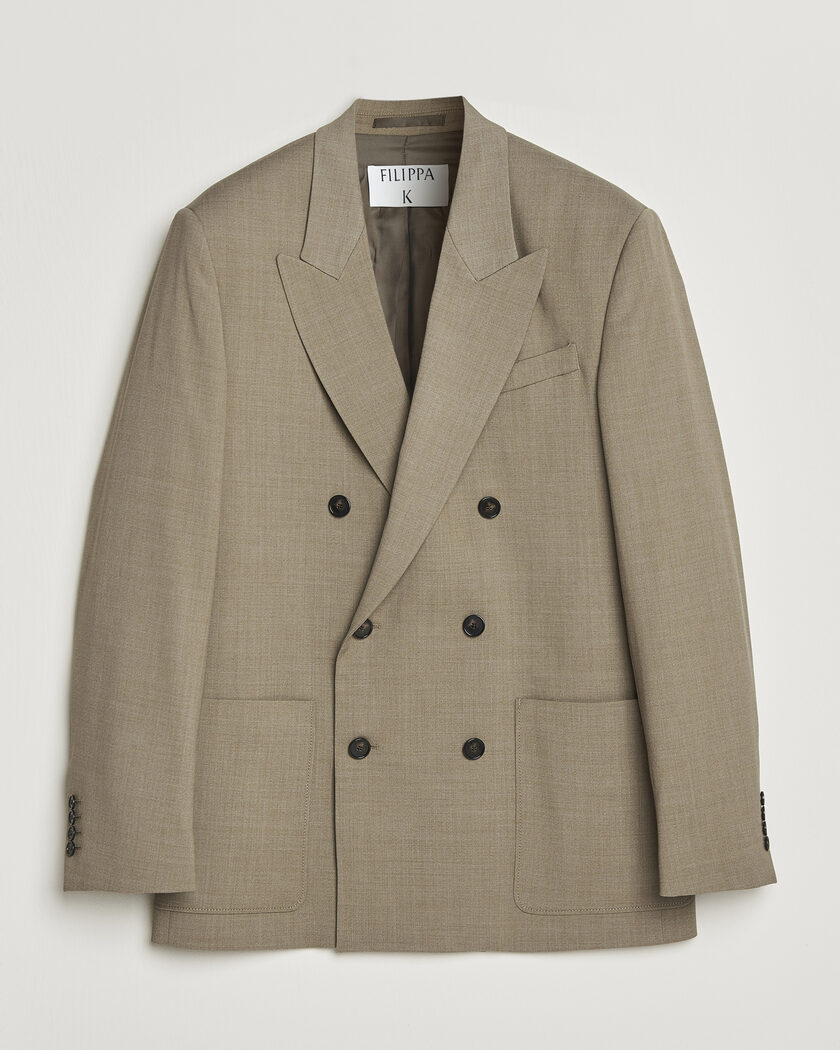 BEAMS PLUS Double Breasted Plaid Wool Blazer Green Plaid at