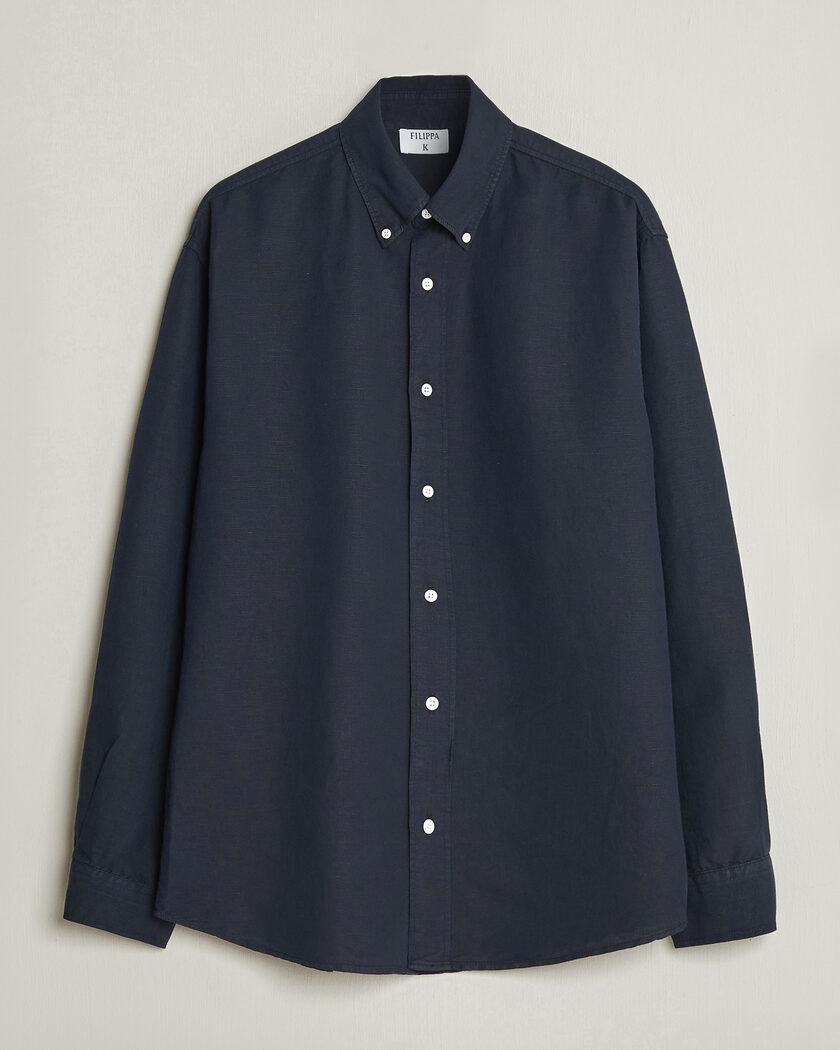 Filippa K Relaxed Cotton/Linen Shirt Navy – Blue