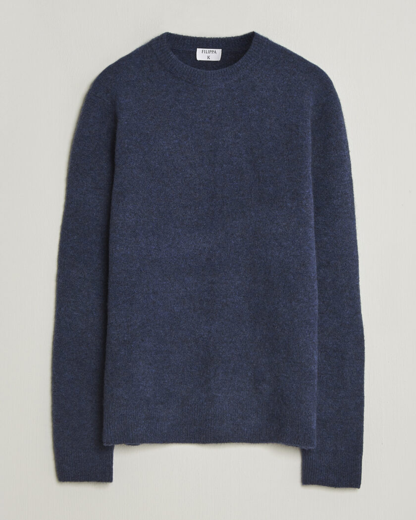 Gran Sasso Heavy Knitted Merino Crew Neck Navy at CareOfCarl.com