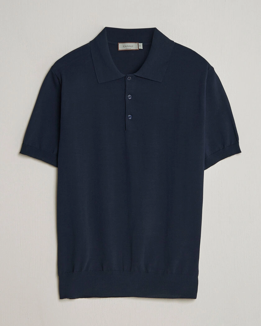 Canali Cotton Short Sleeve Polo Navy – Blue