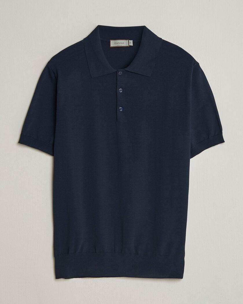 Canali Cotton Short Sleeve Polo Navy – Blue