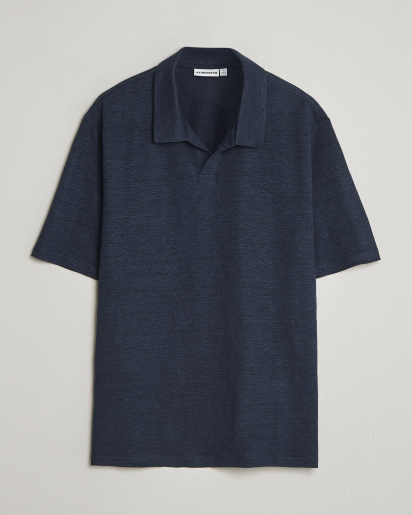 Auralee Cotton Knit Skipper Polo Navy Stripe at CareOfCarl.com