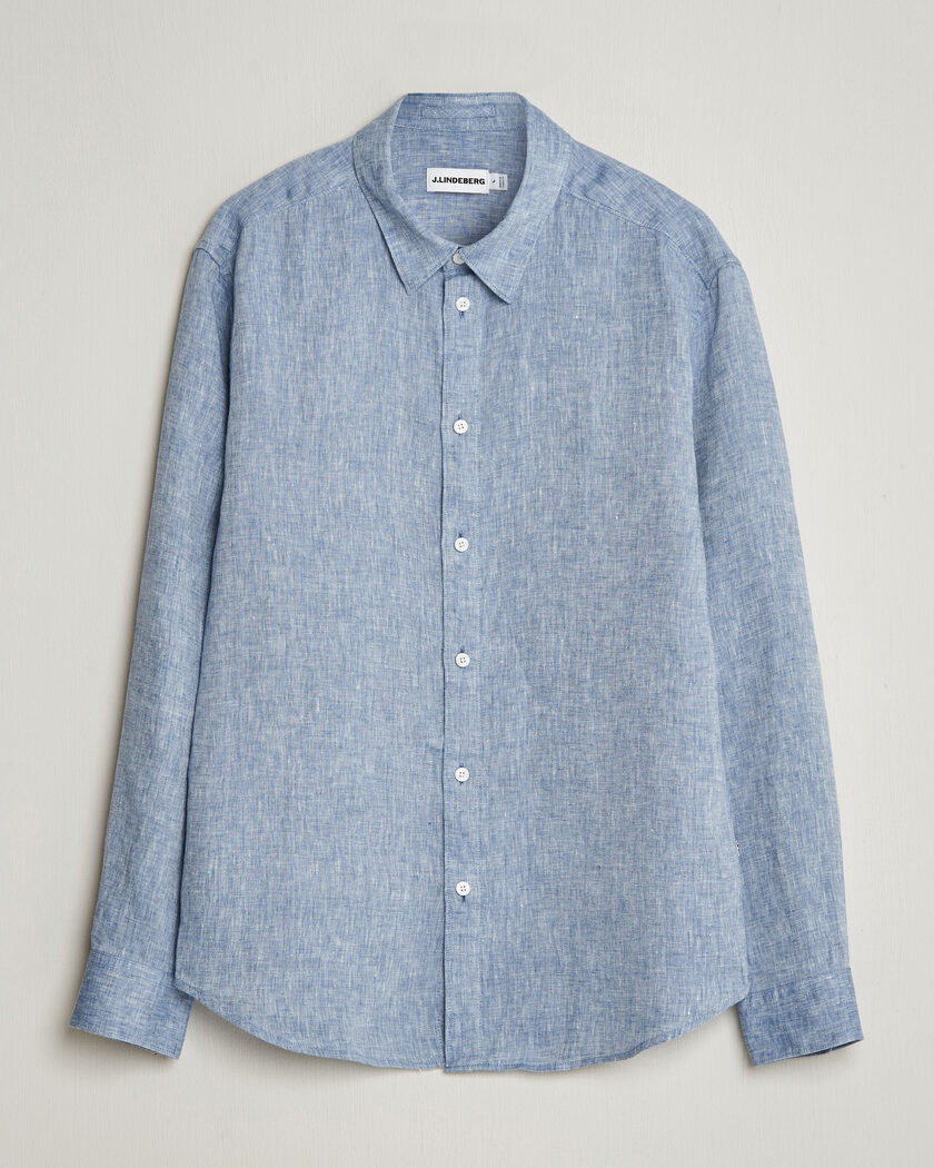 J.Lindeberg Marlon Linen Melange Shirt Federal Blue – Blue