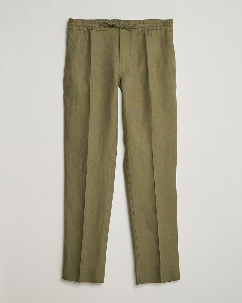J.Lindeberg Soren Drape Linen Pants Kalamata – Green