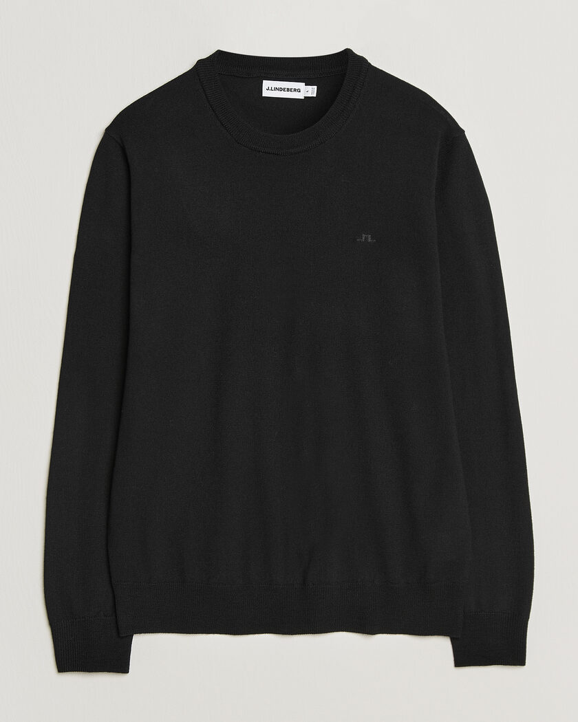 J.Lindeberg Keane Merino Crew Neck Pullover Black – Black