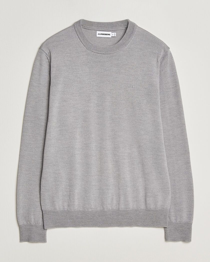 J.Lindeberg Keane Merino Crew Neck Pullover Light Grey Melange – Grey