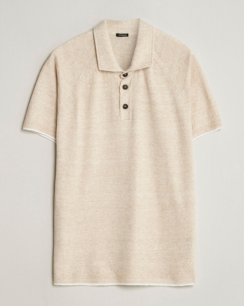 Auralee Wool Rib Knit Skipper Polo Ecru at CareOfCarl.com