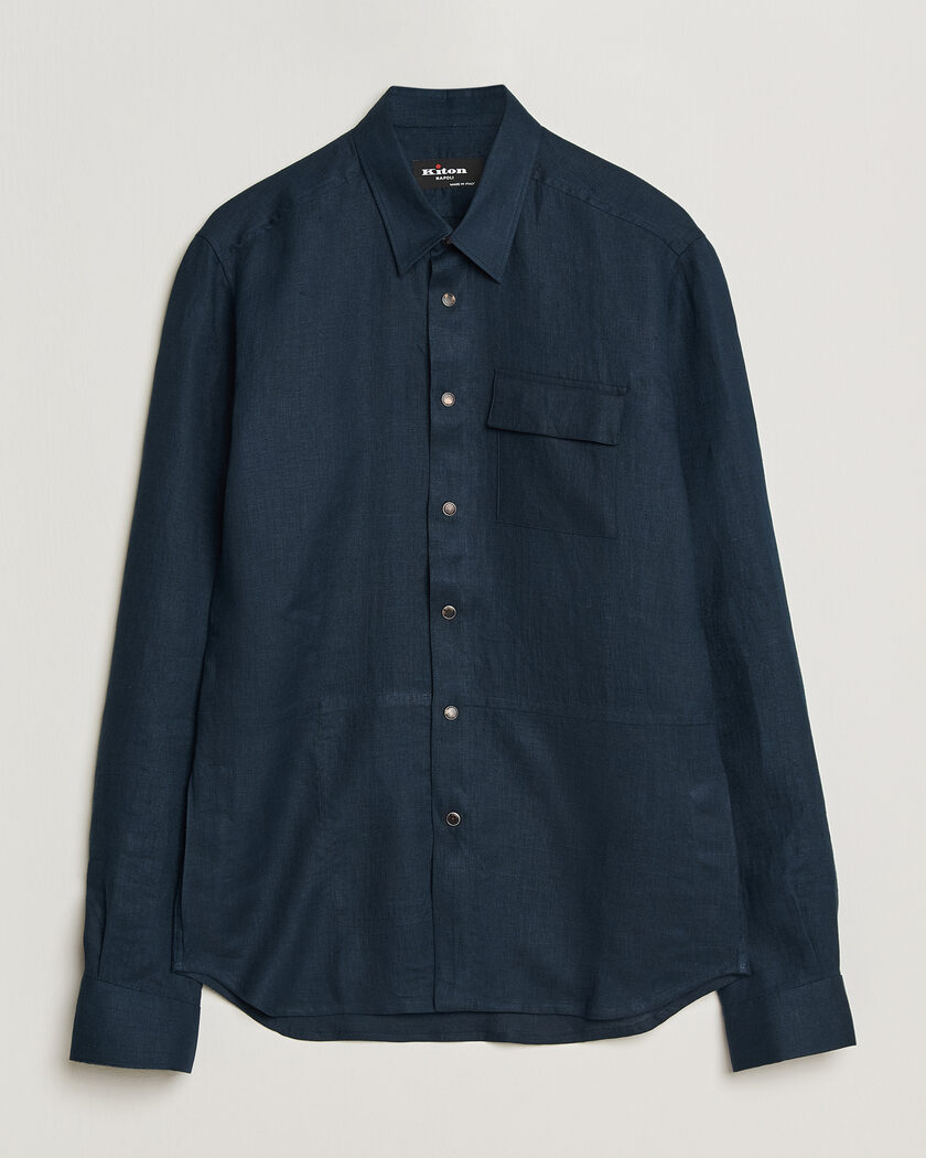  Kiton Linen Overshirt Navy – Blue