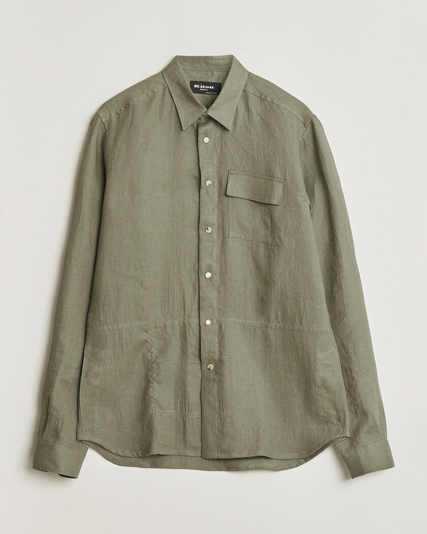 Kiton Linen Overshirt Khaki – Green