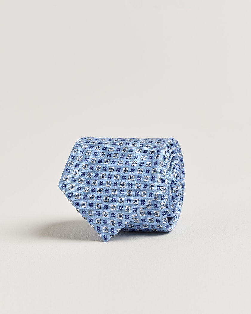 Kiton Printed Flower Silk Tie Light Blue – Blue