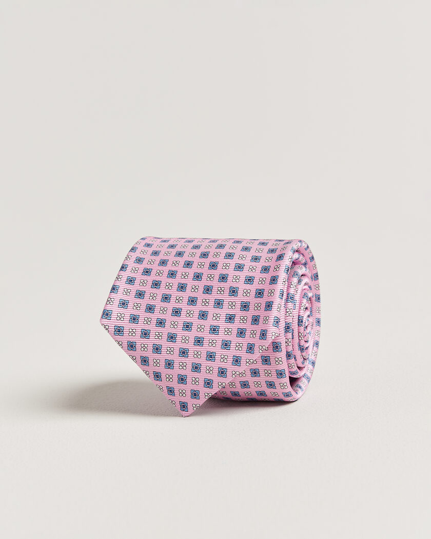 Kiton Printed Flower Silk Tie Pink – Pink
