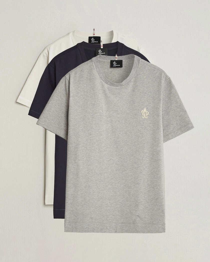 Moncler Grenoble 3-Pack Logo T-Shirts White/Grey/Black – Multi-colour