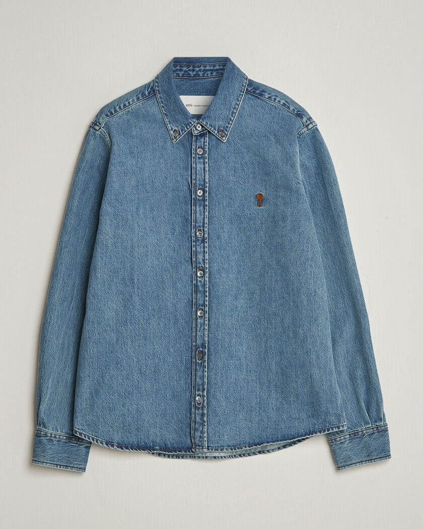 AMI Denim Overshirt Used Blue – Blue