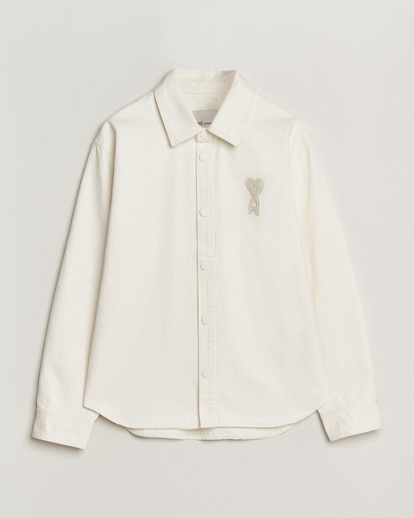 AMI Cotton Twill Overshirt Creme – White