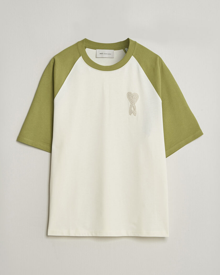 AMI Knitted Heart Logo T-Shirt Creme/Matcha – Multi-colour