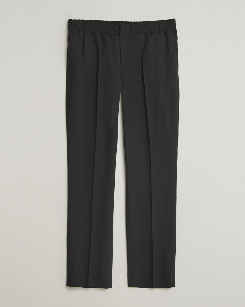 AMI Wool Drawstring Trousers Black – Black
