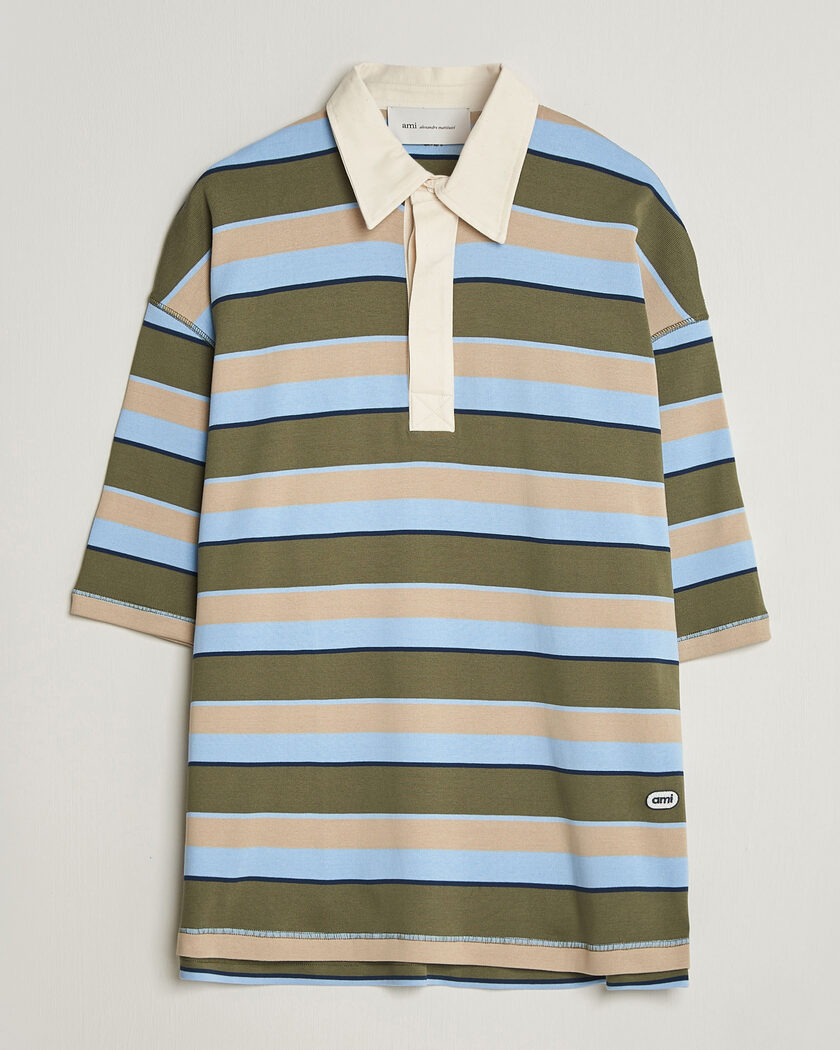 AMI Oversize Fit Striped Polo Multi – Multi-colour