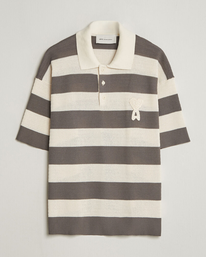 AMI Striped Polo White/Grey – White