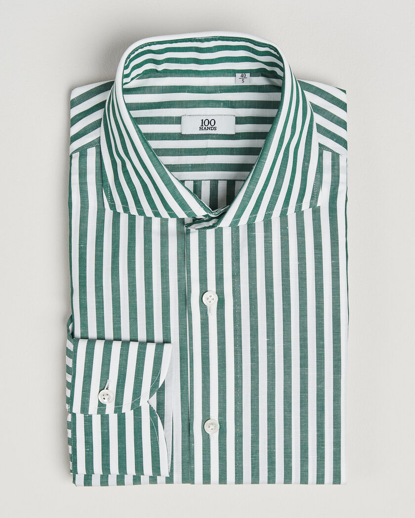 100Hands Cotton/Linen Bengal Stripe Shirt Green – Green