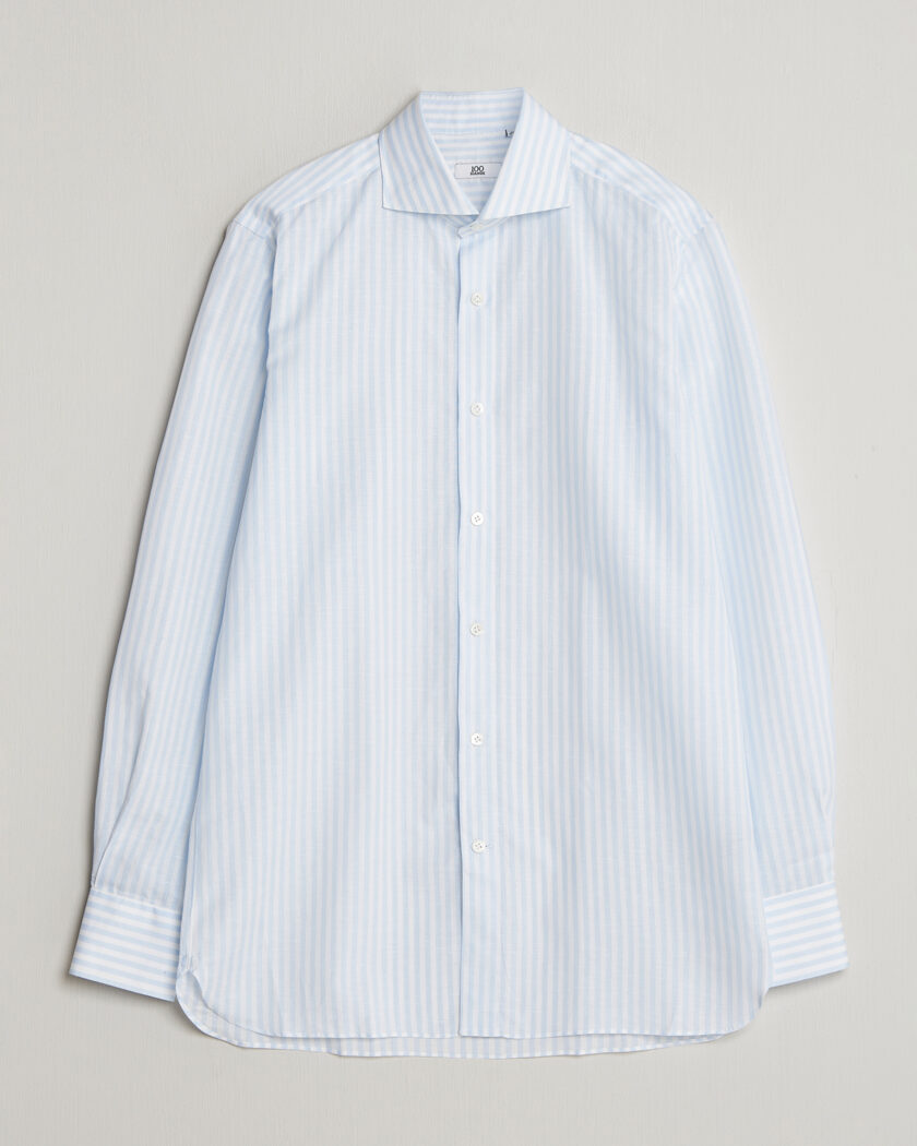 100Hands Cotton/Linen Bengal Stripe Shirt Light Blue – Blue