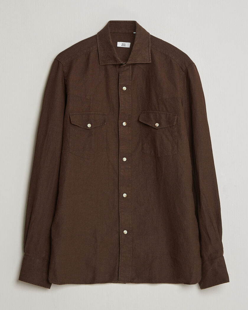 100Hands Two Pocket Western Linen Shirt Chocolate – Brown