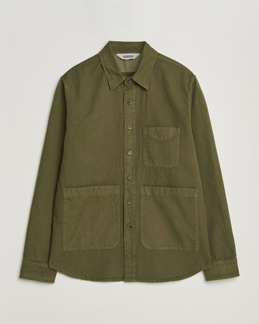 Aspesi Garment Dyed Utility Shirt Military – Green